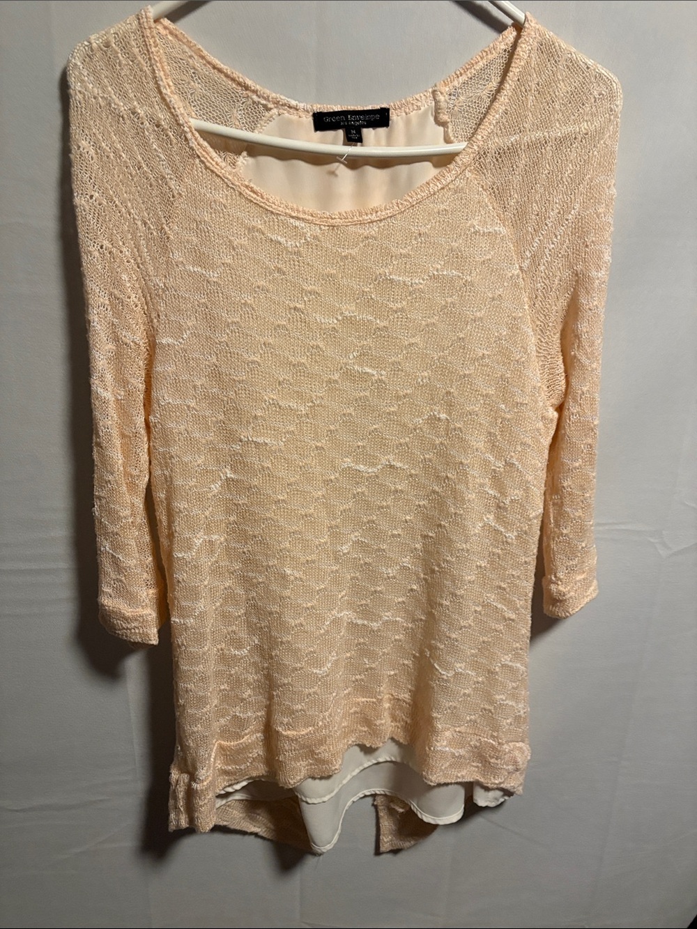 Green Envelope Peach Lace Overlay Tunic